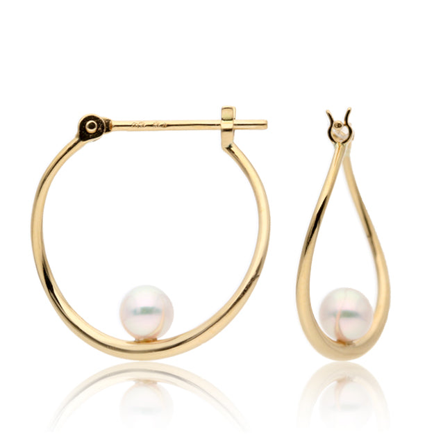 K18/Pt「アコヤパール パメラ フープ」ピアス