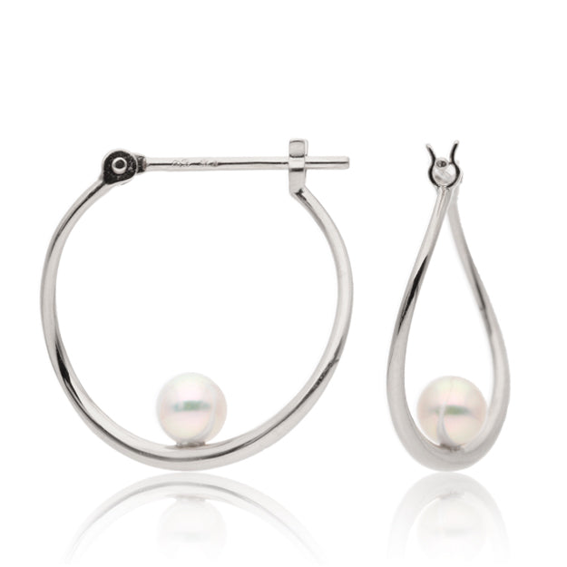 K18/Pt「アコヤパール パメラ フープ」ピアス