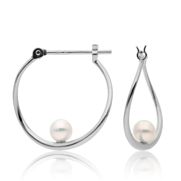 K18/Pt「アコヤパール パメラ フープ」ピアス