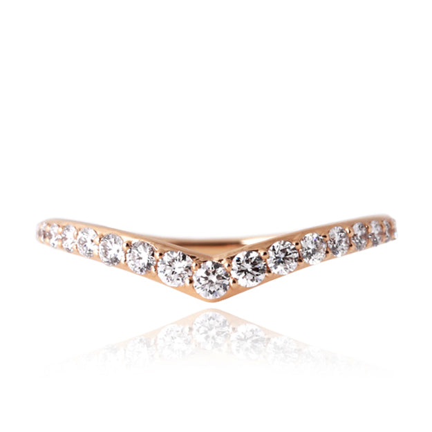 K18/Pt「アザレア V字 ハーフエタニティ」リング