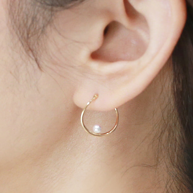 K18/Pt「アコヤパール パメラ フープ」ピアス