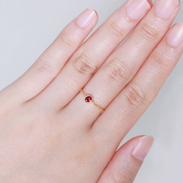 K18/Pt「ルビー ヌード」チェーンリング