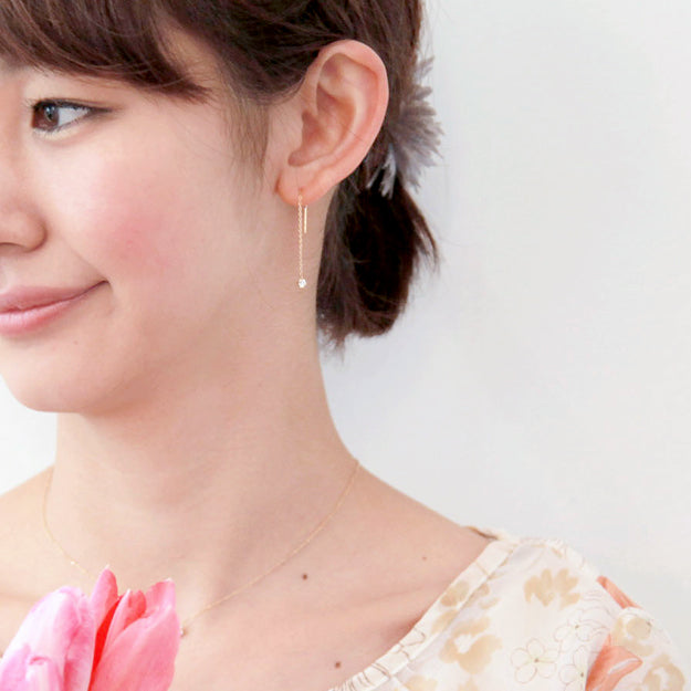 K18/Pt「0.2ctレインドロップ」ピアス