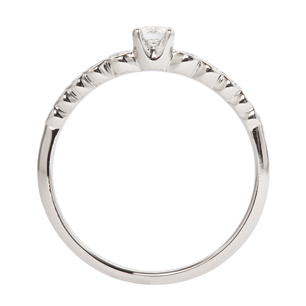 K18/Pt「中石0.1ct オーロラ」エンゲージリング