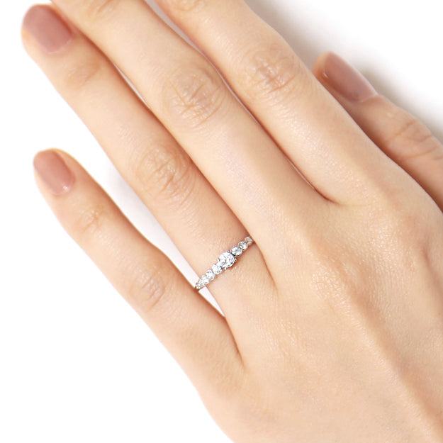 K18/Pt「中石0.1ct オーロラ」エンゲージリング