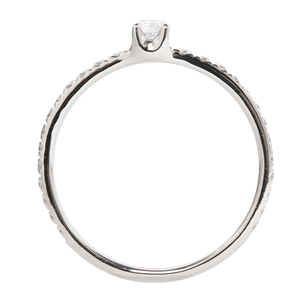 K18/Pt「中石0.1ct クラリオン」エンゲージリング