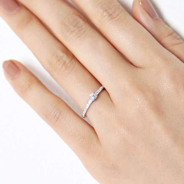 K18/Pt「中石0.1ct クラリオン」エンゲージリング