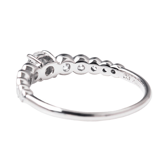 K18/Pt「中石0.2ct オーロラ」エンゲージリング