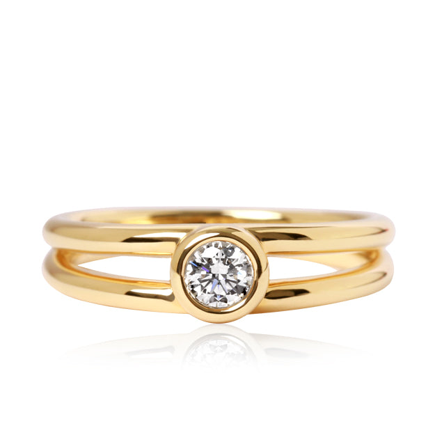 K18/Pt「0.15ctメゾ 2ライン」リング