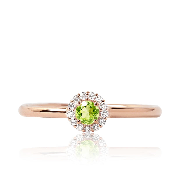 K18/Pt「ペリドット マフィンバース」リング