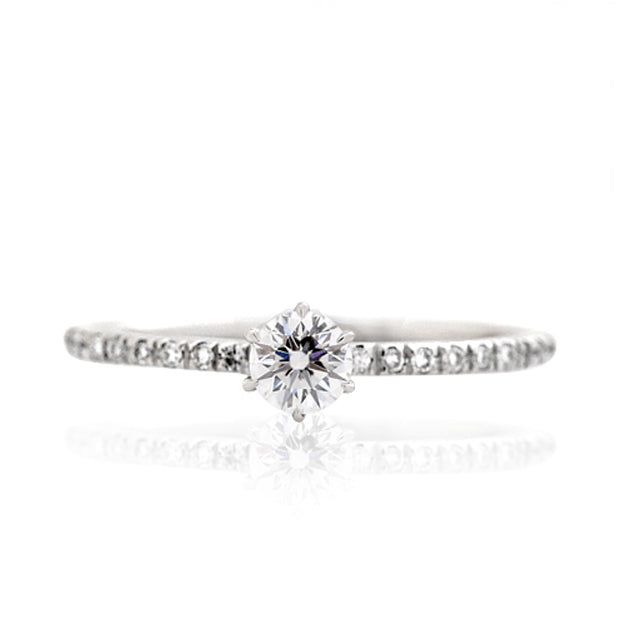 K18/Pt「中石0.2ct ティアナ」エンゲージリング