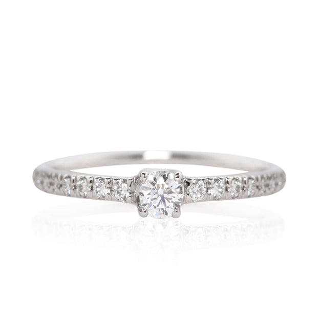 K18/Pt「中石0.1ct クラリオン」エンゲージリング