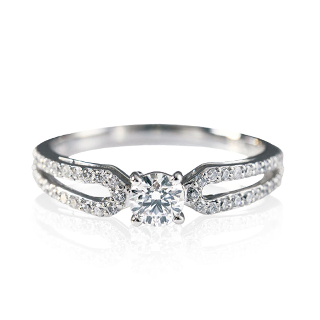 K18/Pt「中石0.2ct オーキッド」エンゲージリング