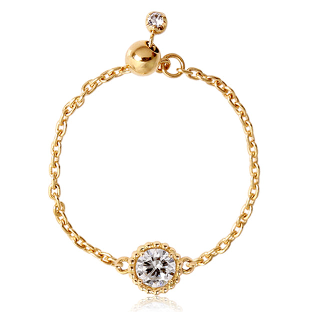 K18/Pt「0.09ct~0.1ctピコ」チェーンリング ー イエローゴールド