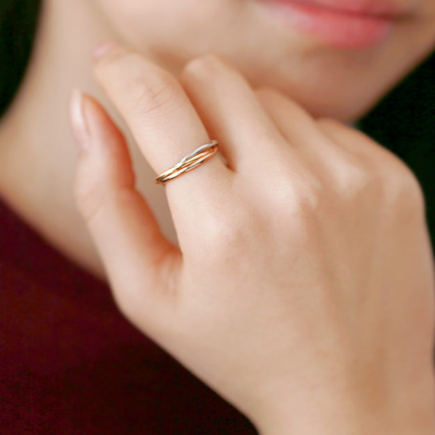 K18/Pt「3連トニア」リング ー マルチ