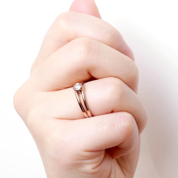 K18/Pt「0.15ctメゾ 2ライン」リング