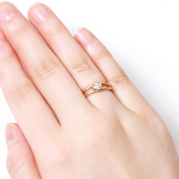 K18/Pt「0.15ctメゾ 2ライン」リング