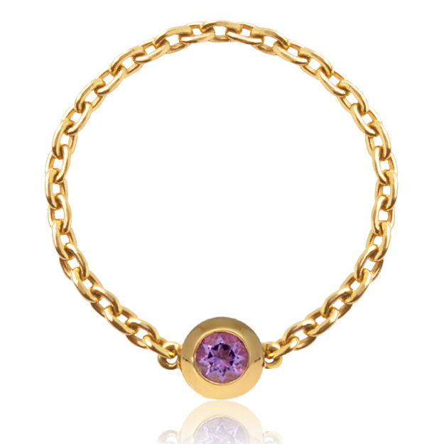 お値下げ中OREFICE⭐︎k18PG ヌードチェーンリング　12号 K18/Pt「ローズアメシスト バース ヌード」チェーンリング ー