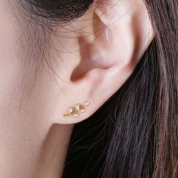 K18/Pt「リーフ」ピアス(片耳用)