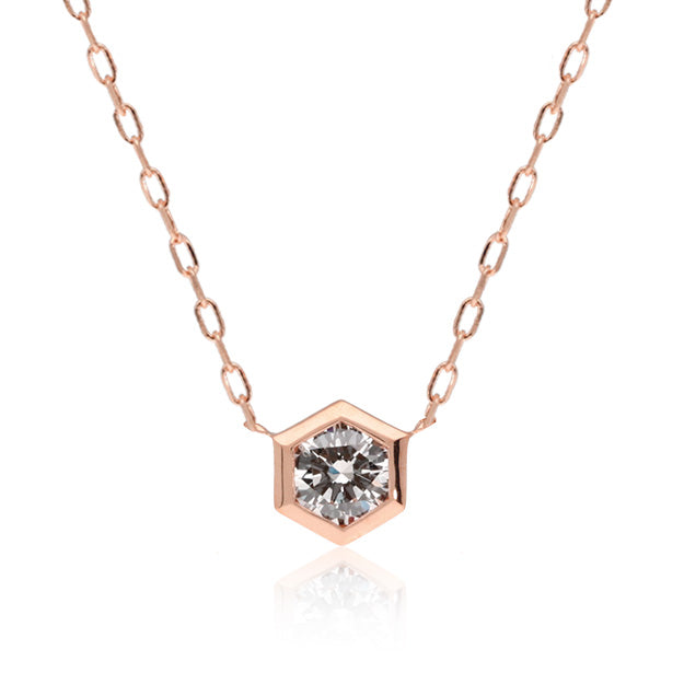 K18/Pt「0.15ctダイヤ ハニカム」ネックレス