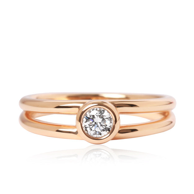 K18/Pt「0.15ctメゾ 2ライン」リング