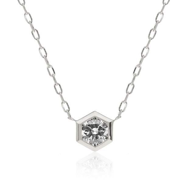 K18/Pt「0.15ctダイヤ ハニカム」ネックレス