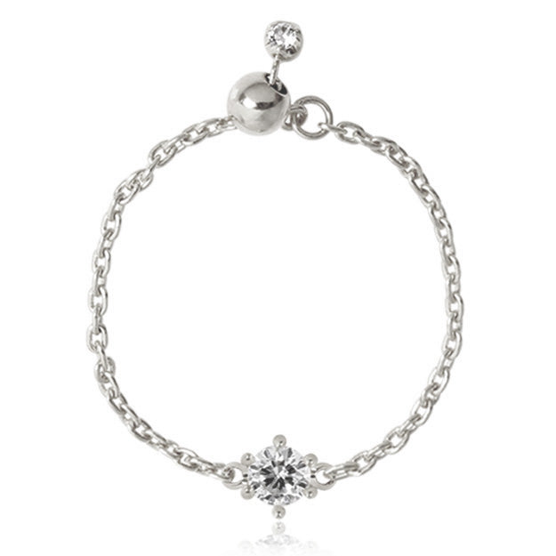 K18/Pt「0.09ct~0.1ctサラ」チェーンリング ー プラチナ