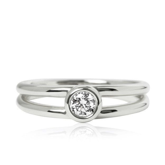 K18/Pt「0.15ctメゾ 2ライン」リング