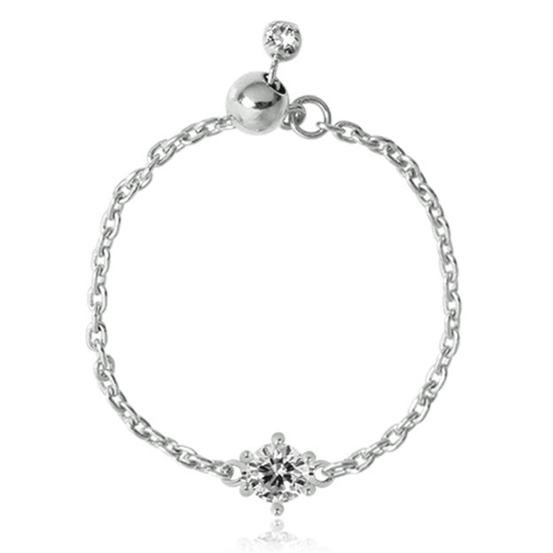 K18/Pt「0.09ct~0.1ctサラ」チェーンリング ー ホワイトゴールド