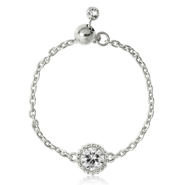 K18/Pt「0.09ct~0.1ctピコ」チェーンリング ー ホワイトゴールド