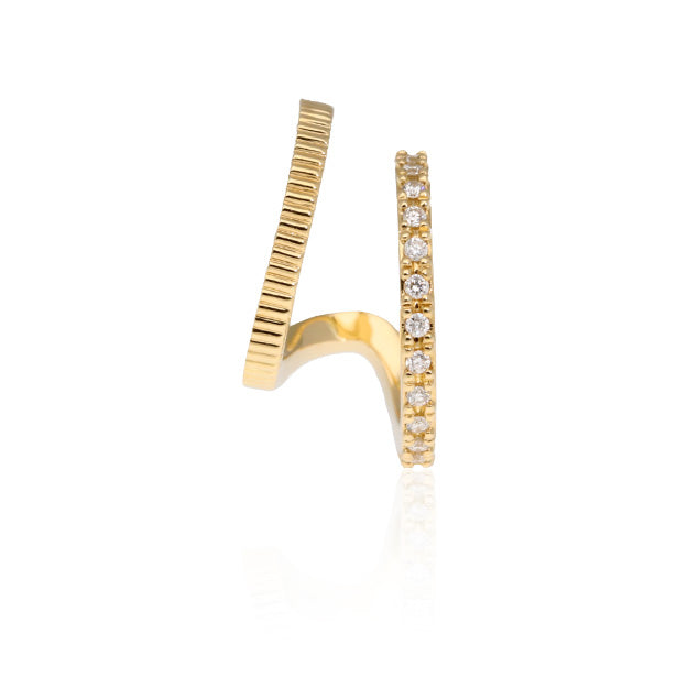 K18/Pt「ダブルフープ・カーヴ」ピアス(片耳用)