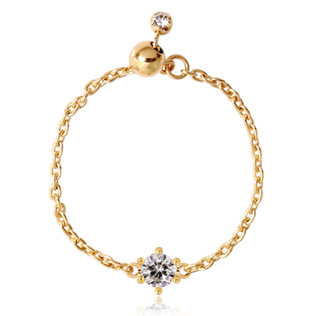 K18/Pt「0.09ct~0.1ctサラ」チェーンリング ー イエローゴールド