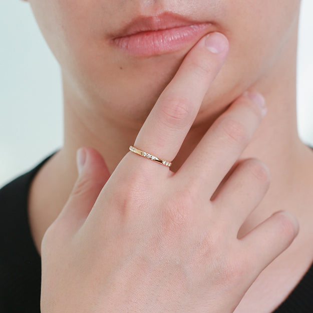 K18/Pt「アビー ワイド」リング