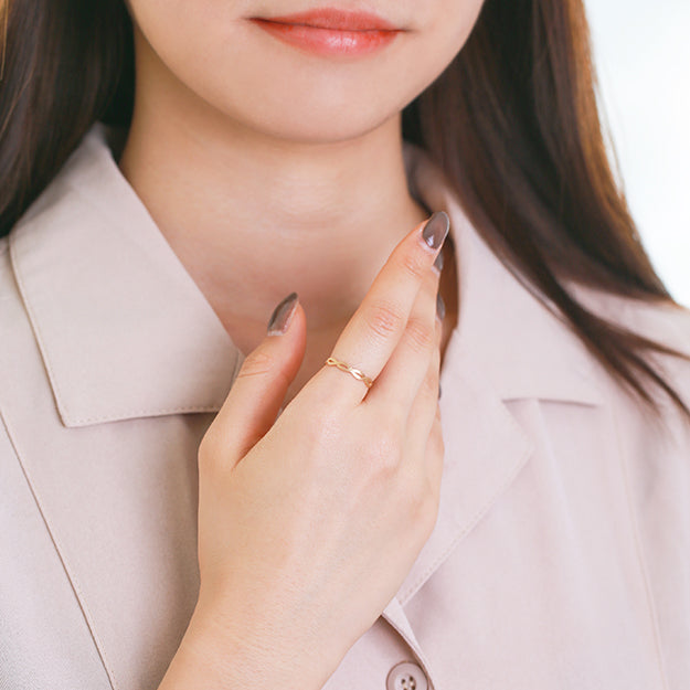 K18/Pt「テディー」リング - ホワイトゴールド