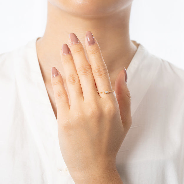 K18/Pt「0.1ct~0.11ctダイヤ ヌード」チェーンリング