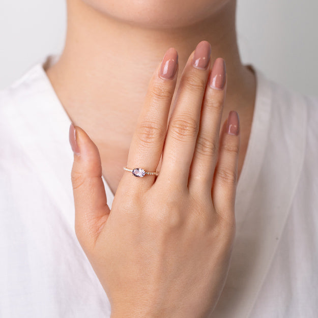 K18/Pt「ローズアメシスト ルファン」リング