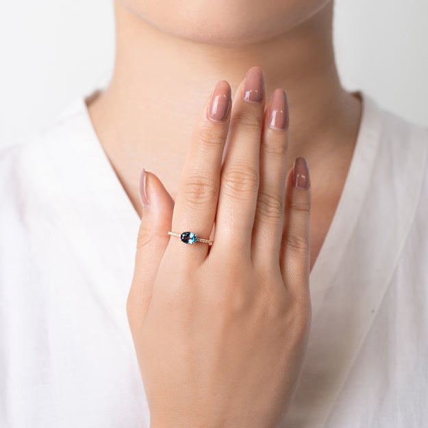 K18/Pt「ロンドンブルートパーズ ルファン」リング