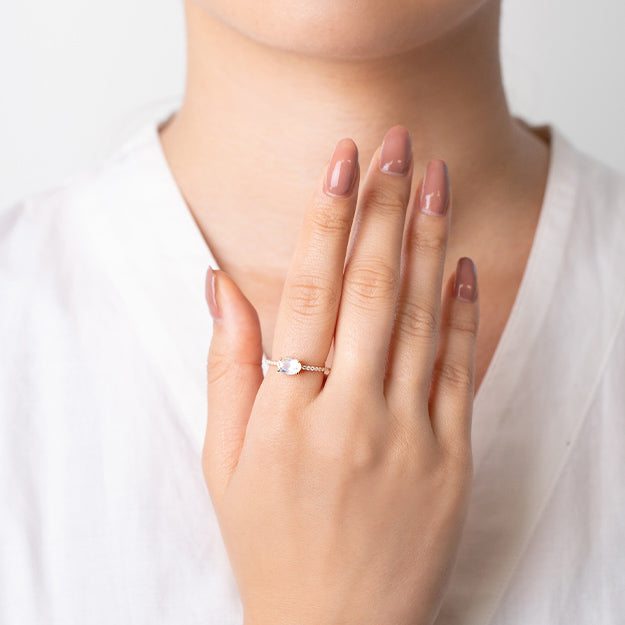 K18/Pt「ブルームーン ルファン」リング