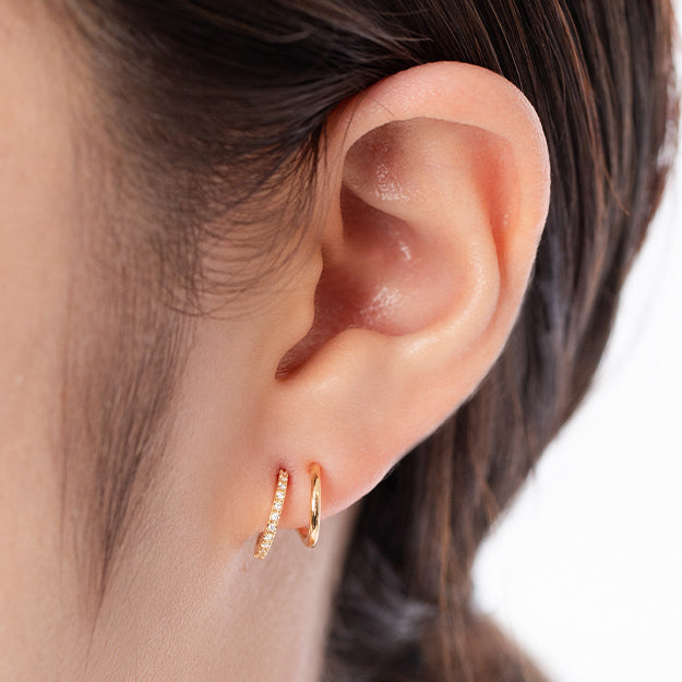 K18/Pt「ダブルフープ・ミラ」ピアス(片耳用)