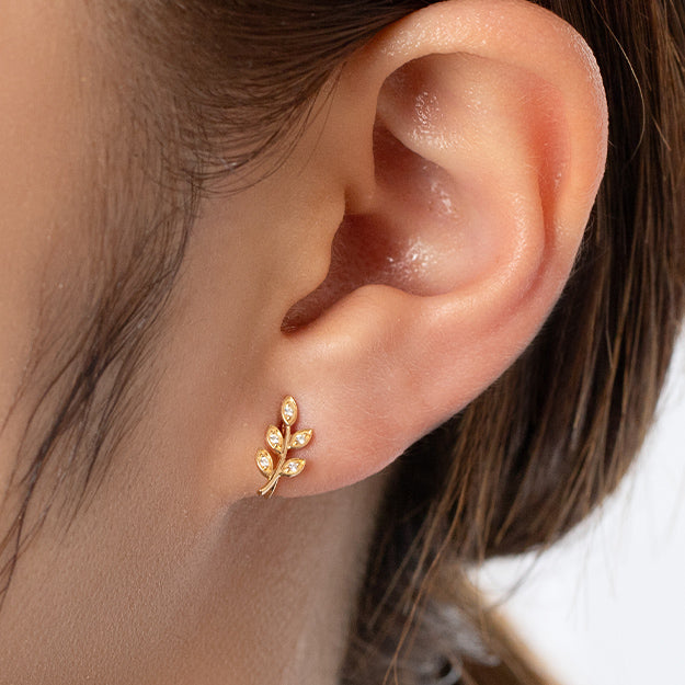 K18「リーフ」イヤリング(片耳用)