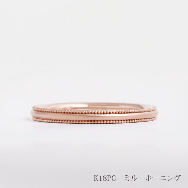 K18/Pt「ミーレ　スリム」リング　ー ピンクゴールド
