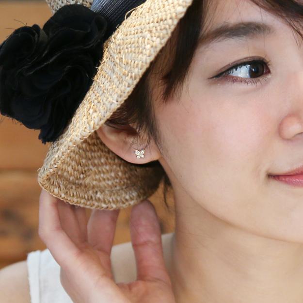 K18/Pt「バタフライ」ピアス(片耳用)