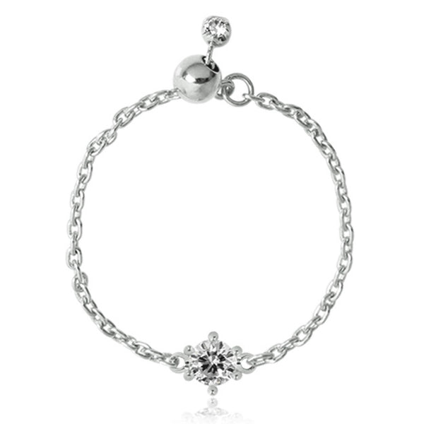 K18/Pt「0.09ct~0.1ctサラ」チェーンリング ー ホワイトゴールド
