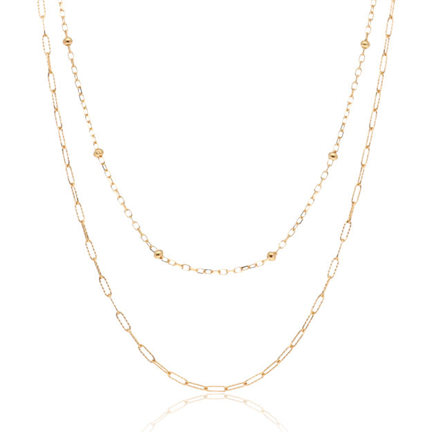 K18「ダブルチェーン ウェーブ」ネックレス