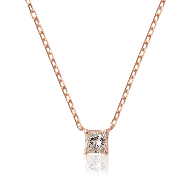 K18/Pt「0.1ctプリンセスプリンセス」ネックレス|【オレフィーチェ K18/Pt「0.1ctプリンセスプリンセス」ネックレス|【オレフィーチェ