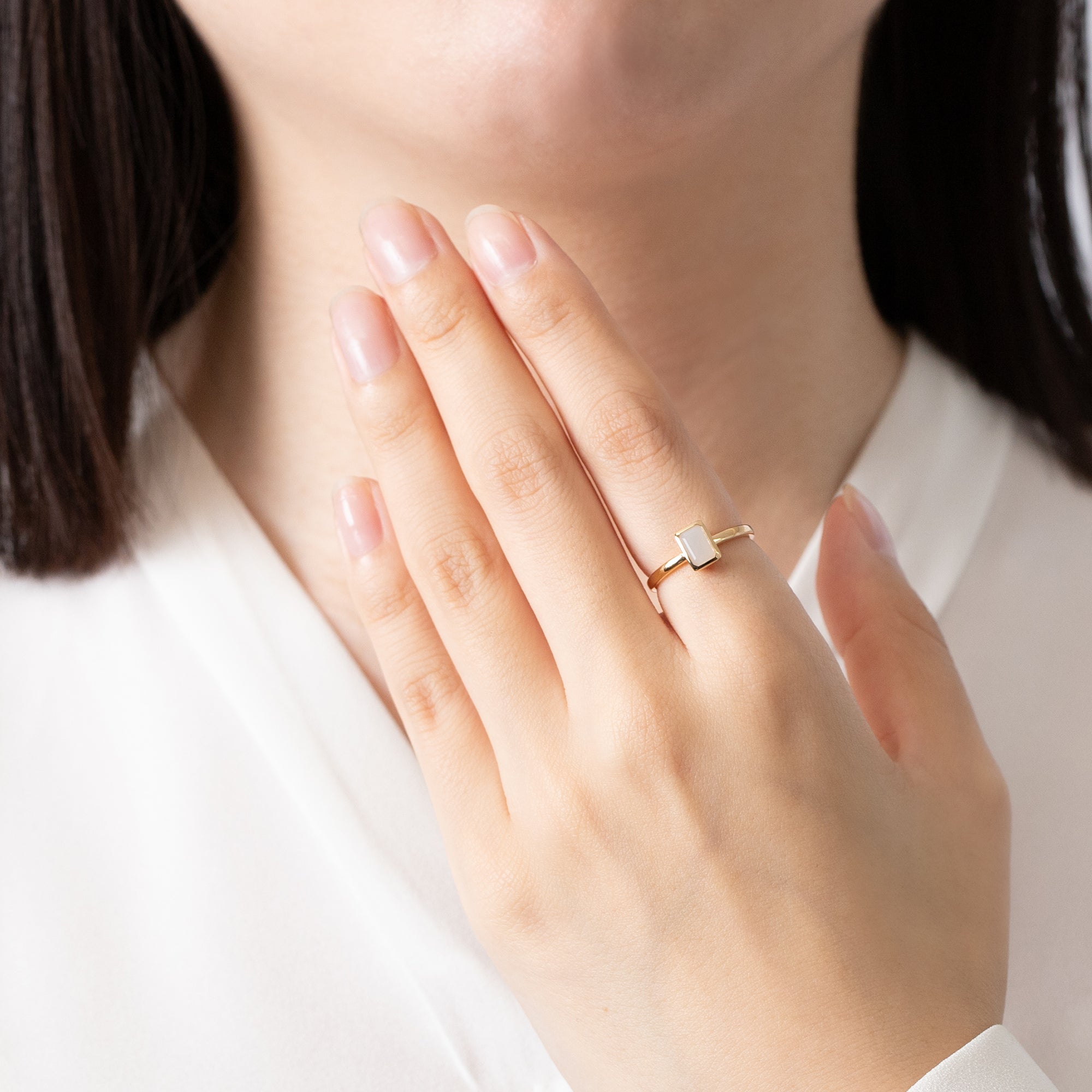 K18/Pt「ホワイトアゲート セーラ」リング